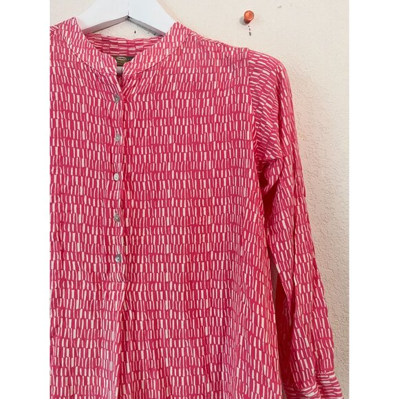 Rockflowerpaper Womens Red White Print Button-Up Tunic Top Small Lightweight - Picture 2 of 10